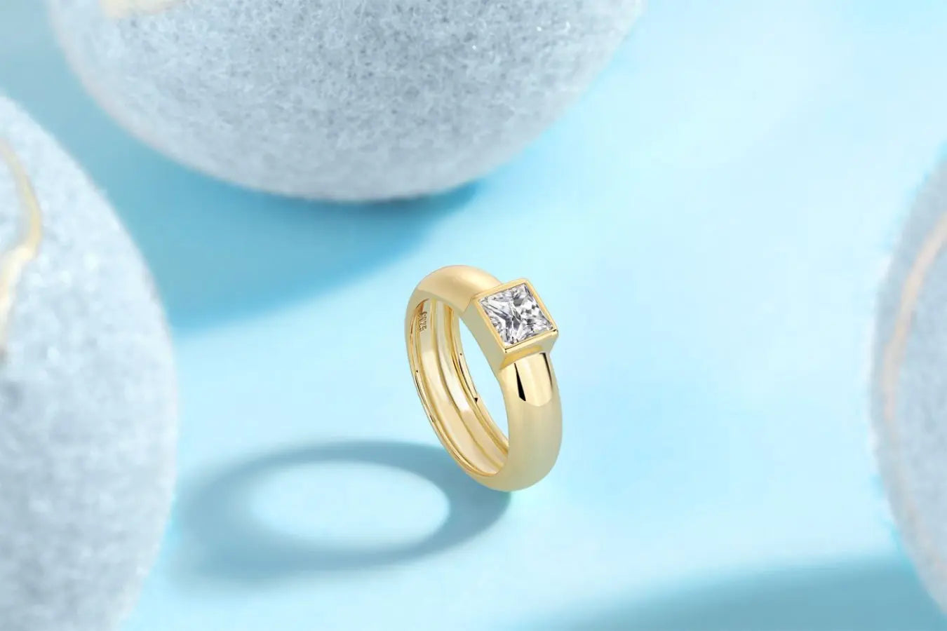 1CT 5.5mm Princess Cut Moissanite Ring – S925 Sterling Silver, 18K Gold Plated Women's Valentine’s Day Gift