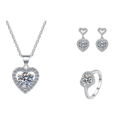 GRA Certified VVS1 Moissanite Heart Jewelry Set – 925 Sterling Silver Fine Fashion Gift for Women Darlene