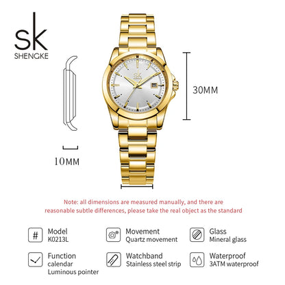 Shengke Luxury Women's Watch – Stylish Quartz Lady Wristwatch, Perfect Gift for Girls and Women