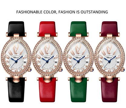 CHENXI 326 Women’s Luxury Rhinestone Watch | Fashion Quartz Leather Strap
