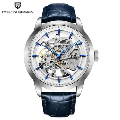 PAGANI DESIGN 1638 Men's Skeleton Watch - Luxury Mechanical Wristwatch, Hollow Dial, Leather Strap, Stylish Relogio Masculino