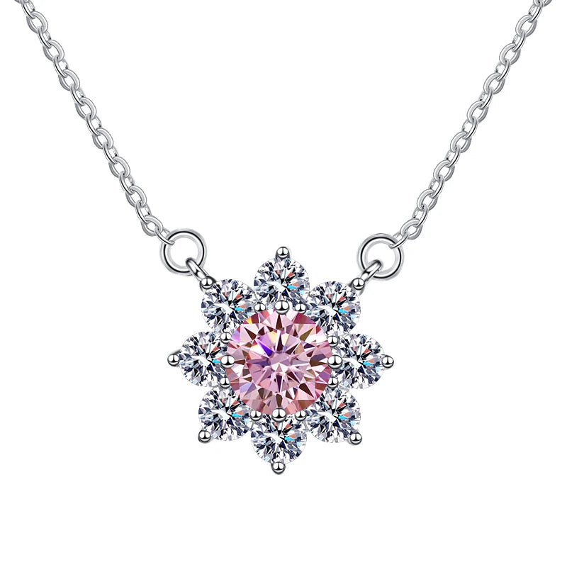 Luxury Jewelry: Sunflower 1CT Blue VVS1 Moissanite Pendant Necklace in S925 Sterling Silver – GRA Certified Women’s Gift