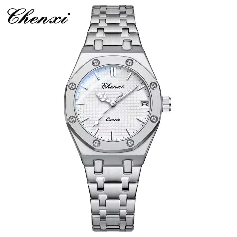 CHENXI 648 Women's Luxury Bracelet Watch – Waterproof Stainless Steel Quartz Wristwatch with Luminous Dial & Date | Perfect Ladies' Gift