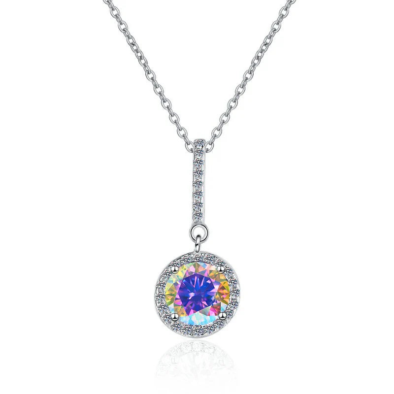 Fine Jewelry: Valentine’s Gift S925 Sterling Silver Necklace with Pink VVS1 Moissanite Diamond Pendant