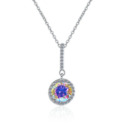 Fine Jewelry: Valentine’s Gift S925 Sterling Silver Necklace with Pink VVS1 Moissanite Diamond Pendant