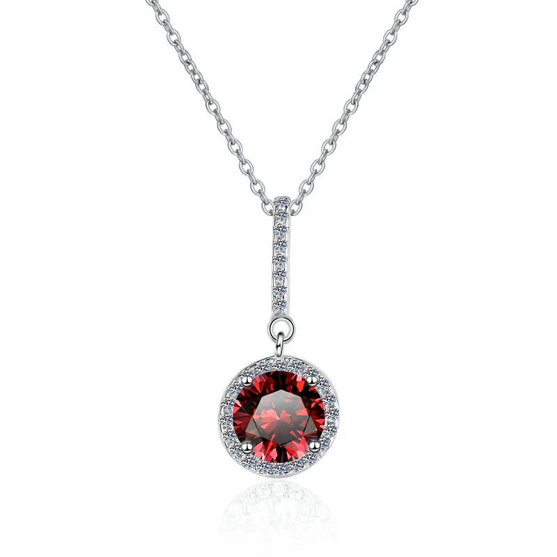 Fine Jewelry: Valentine’s Gift S925 Sterling Silver Necklace with Pink VVS1 Moissanite Diamond Pendant