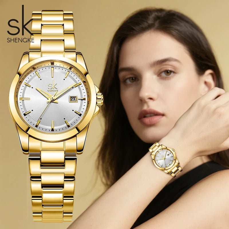 Shengke Luxury Women's Watch – Stylish Quartz Lady Wristwatch, Perfect Gift for Girls and Women