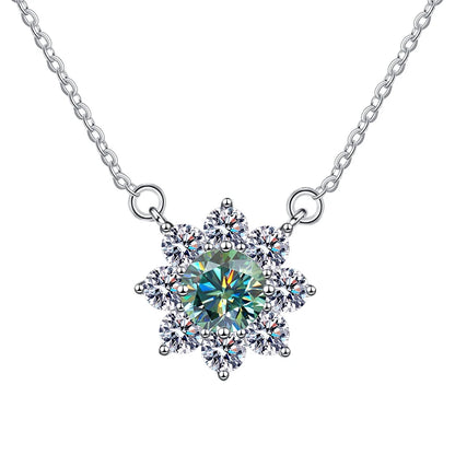 Luxury Jewelry: Sunflower 1CT Blue VVS1 Moissanite Pendant Necklace in S925 Sterling Silver – GRA Certified Women’s Gift