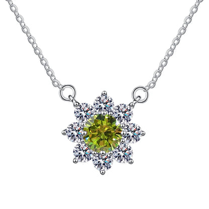 Luxury Jewelry: Sunflower 1CT Blue VVS1 Moissanite Pendant Necklace in S925 Sterling Silver – GRA Certified Women’s Gift