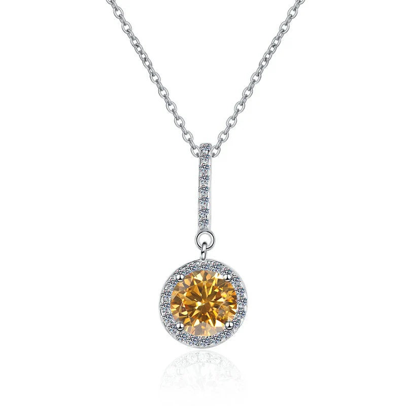Fine Jewelry: Valentine’s Gift S925 Sterling Silver Necklace with Pink VVS1 Moissanite Diamond Pendant