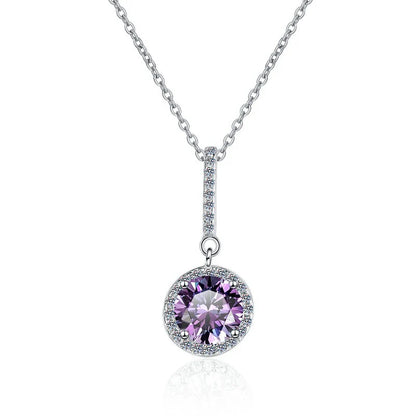 Fine Jewelry: Valentine’s Gift S925 Sterling Silver Necklace with Pink VVS1 Moissanite Diamond Pendant