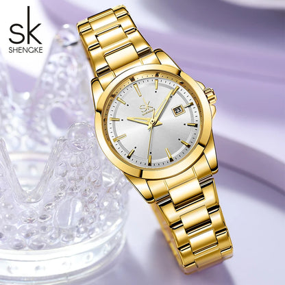 Shengke Luxury Women's Watch – Stylish Quartz Lady Wristwatch, Perfect Gift for Girls and Women