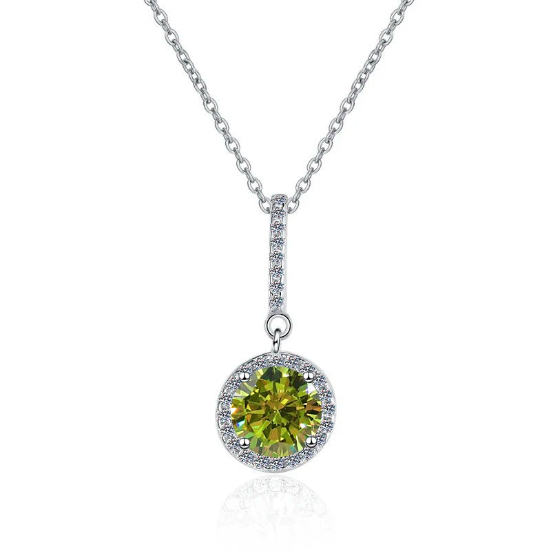 Fine Jewelry: Valentine’s Gift S925 Sterling Silver Necklace with Pink VVS1 Moissanite Diamond Pendant