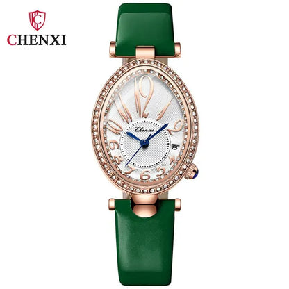 CHENXI 326 Women’s Luxury Rhinestone Watch | Fashion Quartz Leather Strap