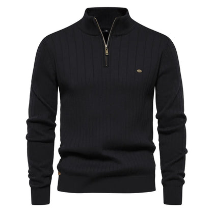 Men’s High Neck Knit Zipper Sweater – Warm Slim Fit Pullover | Sehe Fashion Calvin