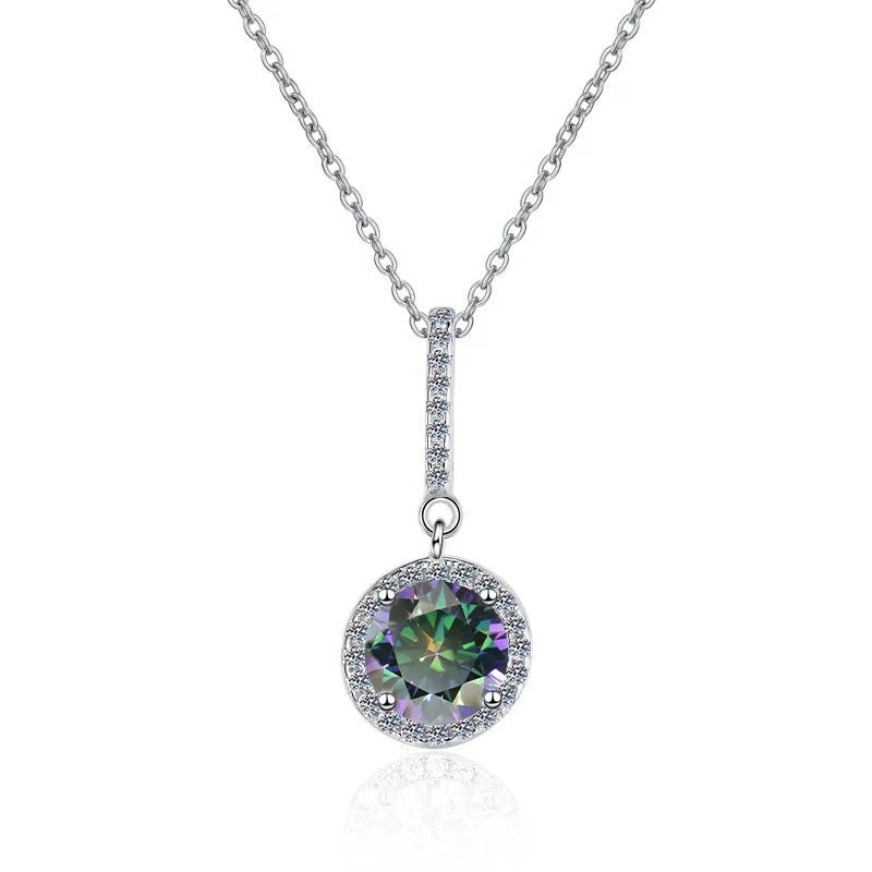 Fine Jewelry: Valentine’s Gift S925 Sterling Silver Necklace with Pink VVS1 Moissanite Diamond Pendant