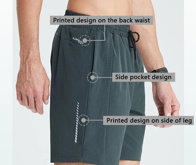 Men's Lightweight Nylon Mesh Athletic Shorts – Printed Patchwork Design