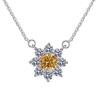 Luxury Jewelry: Sunflower 1CT Blue VVS1 Moissanite Pendant Necklace in S925 Sterling Silver – GRA Certified Women’s Gift