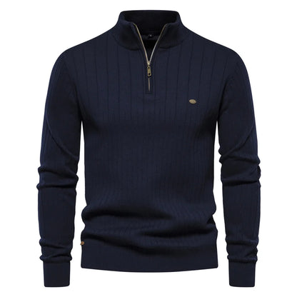 Men’s High Neck Knit Zipper Sweater – Warm Slim Fit Pullover | Sehe Fashion Calvin