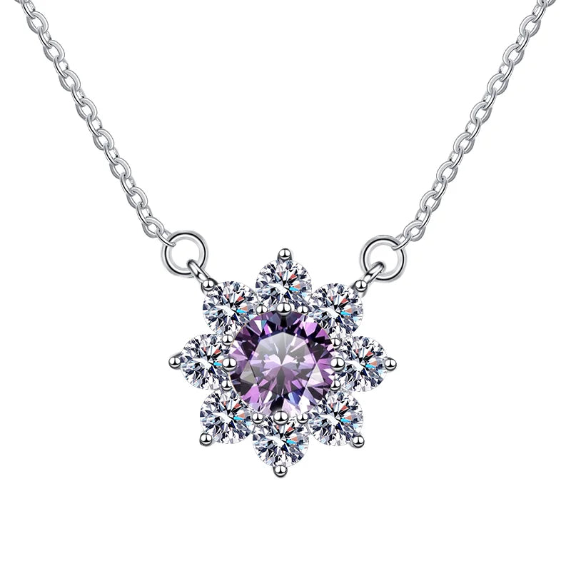 Luxury Jewelry: Sunflower 1CT Blue VVS1 Moissanite Pendant Necklace in S925 Sterling Silver – GRA Certified Women’s Gift