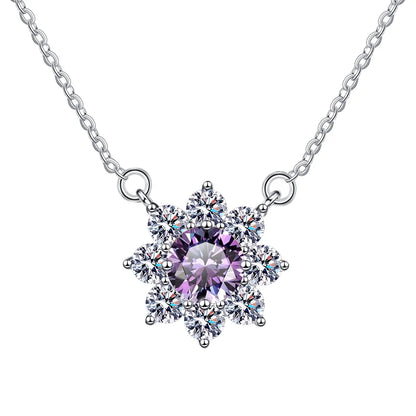 Luxury Jewelry: Sunflower 1CT Blue VVS1 Moissanite Pendant Necklace in S925 Sterling Silver – GRA Certified Women’s Gift