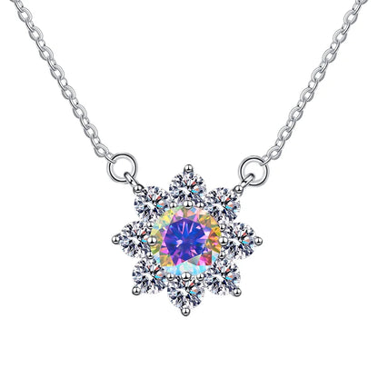 Luxury Jewelry: Sunflower 1CT Blue VVS1 Moissanite Pendant Necklace in S925 Sterling Silver – GRA Certified Women’s Gift