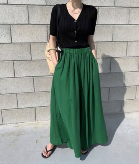 Women's Casual Elastic Waist Wide-Leg Pants - Comfortable Loose Fit Trousers
