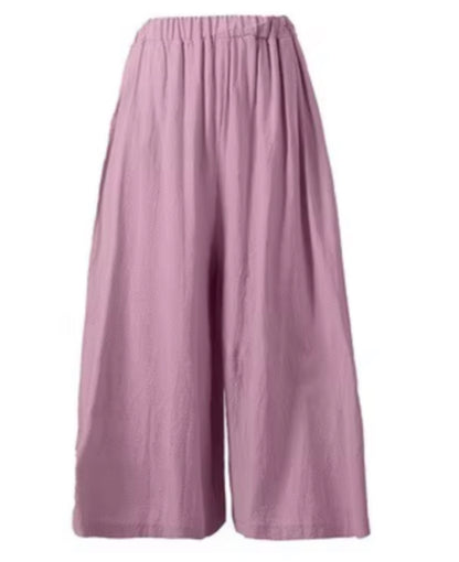 Women's Casual Elastic Waist Wide-Leg Pants - Comfortable Loose Fit Trousers