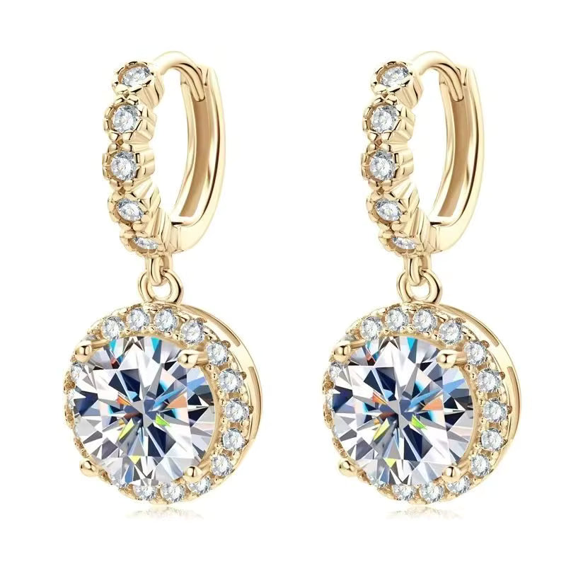 1-2 Carat Moissanite Earrings for Women – S925 Sterling Silver, Fashionable Light Luxury Design, Perfect Gift for Ladies