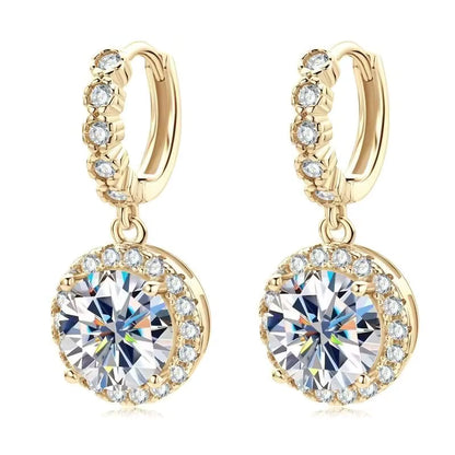 1-2 Carat Moissanite Earrings for Women – S925 Sterling Silver, Fashionable Light Luxury Design, Perfect Gift for Ladies