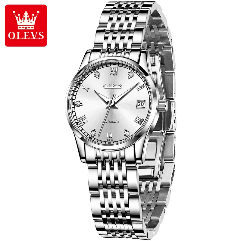 OLEVS 6602 Women's Luxury Automatic Skeleton Watch - Elegant Mechanical Fashion Timepiece for Ladies