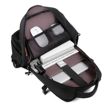 Lightweight Waterproof PU Laptop Backpack – 15.6-Inch Business Travel School Bag with USB Charging Port