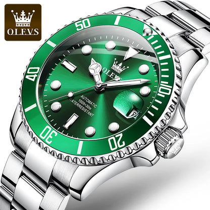 OLEVS 6605 Men's Luxury Watch - Automatic Mechanical, Stainless Steel Band, Elegant Relogio Montre Homme Wristwatch