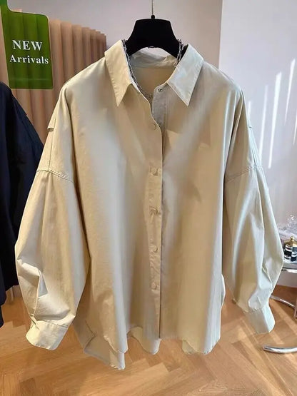 Women's Long-Sleeve Loose Blouse - Stylish and Comfortable Design