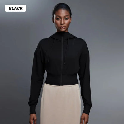 Women's Full-Zip Hoodie Sweatshirt – Long-Sleeve Gym Workout Fitness Jacket, Athletic Suit for Autumn