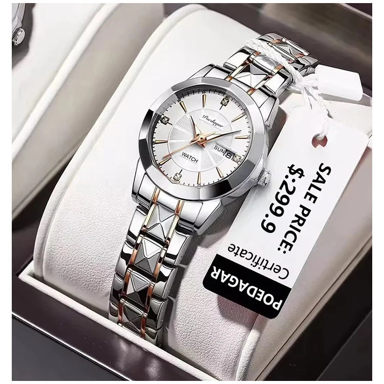 POEDAGAR 3074 Women's Luxury Watch – Casual Waterproof Quartz Stainless Steel Fashion Wristwatch for Ladies Corinne