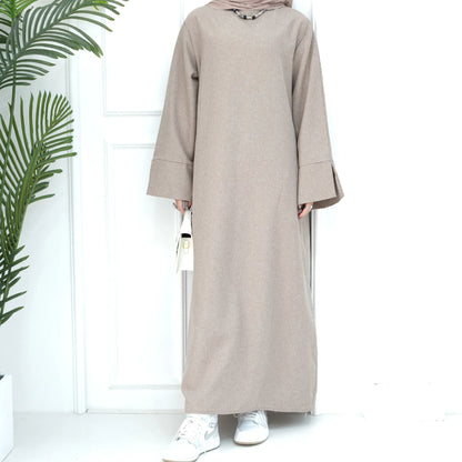 Modest Linen Abaya – Simple Closed Muslim Dress for Women | Islamic Clothing, Traditional Tunisian Style Fatima