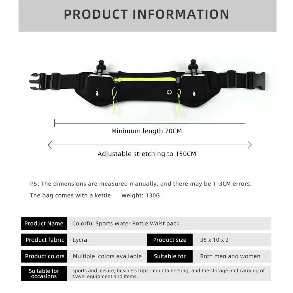 Sport Running Fanny Pack with Water Bottle Holder – Waterproof Nylon Waist Bag for Marathon, Hiking & Camping