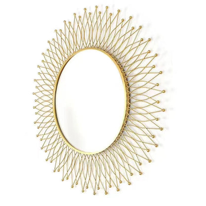 Modern Novel Design Large Decorative Wall Mirror – Gold Metal Frame Art for Living Room Indoor Decor