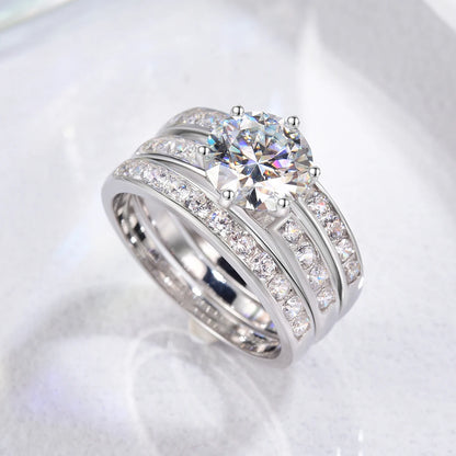 Elegant S925 Sterling Silver Moissanite Wedding Ring | 2CT Colored Gemstone | Durable Jewelry for Lasting Love