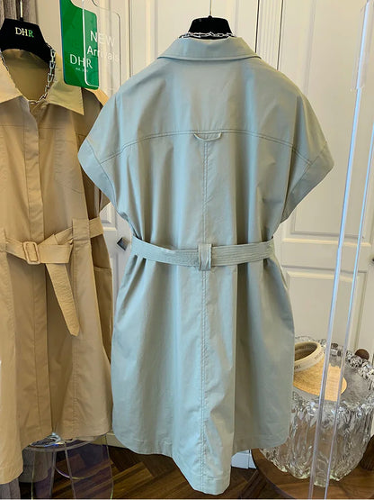 Summer Women's French Slim Belted Stitching Dress Blouse Aelin