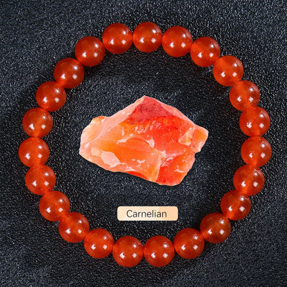 8mm Natural Stone Beaded Bracelet | Fashion Crystal Elastic Stretch Jewelry Gift Nia