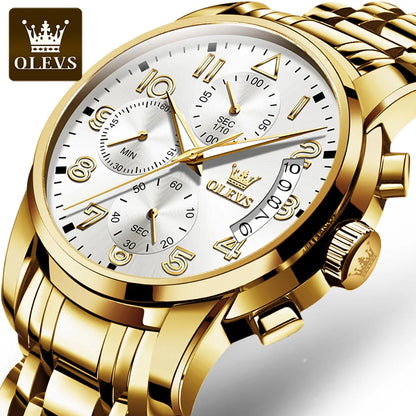OLEVS 2879 Men's Luxury Watch - Classic Roman Dial, Quartz Waterproof Wristwatch with Luminous Features