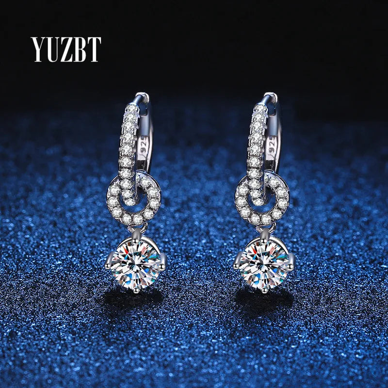 Elegant Moissanite Bow Earrings | 925 Sterling Silver Drop Design Zinnia