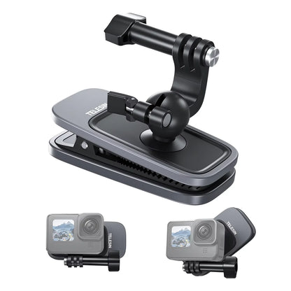 TELESIN 360° Rotating Magnetic Backpack Clip Mount | Clamp Holder for GoPro Hero 12-6, Insta360, DJI Action Cameras