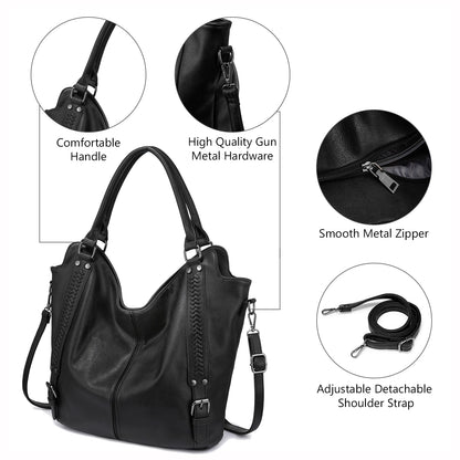 Realer Women’s PU Leather Handbags – Fashionable Hobo Shoulder Bags, Large Tote Purse for Women Angeli