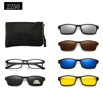 5-in-1 Polarized Magnetic Clip-On Sunglasses for Men & Women – Optical Frame with Magnet Clip-On Sun Glasses Robb