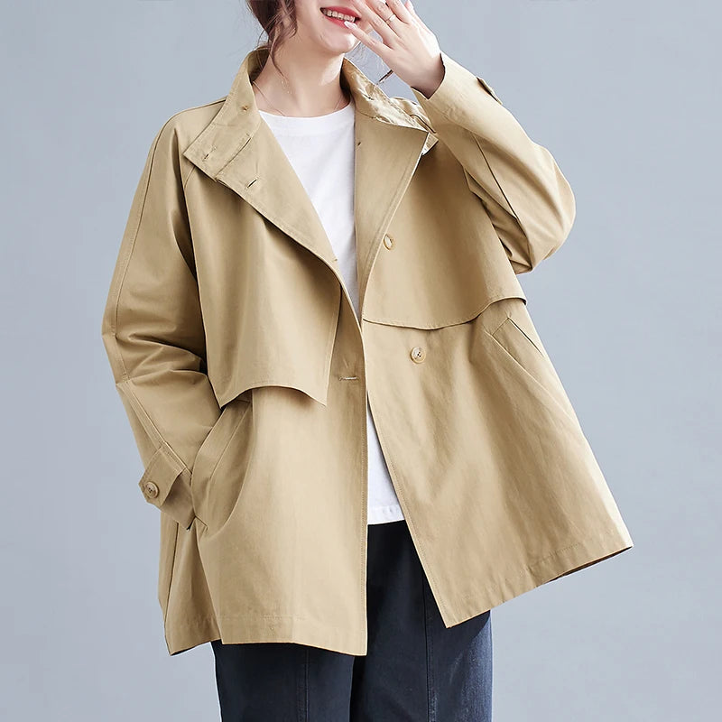 Autumn Women's Trench Coats | Stylish Stand-Up Collar, Casual & Versatile Loose Fit Alanna