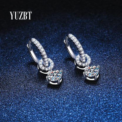 Elegant Moissanite Bow Earrings | 925 Sterling Silver Drop Design Zinnia