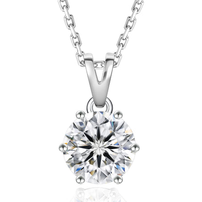 Moissanite Necklace for Women - 925 Sterling Silver Gold-Plated Solitaire Pendant with Lab-Created Diamond
